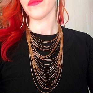 Vintage disco multi strang gold necklace